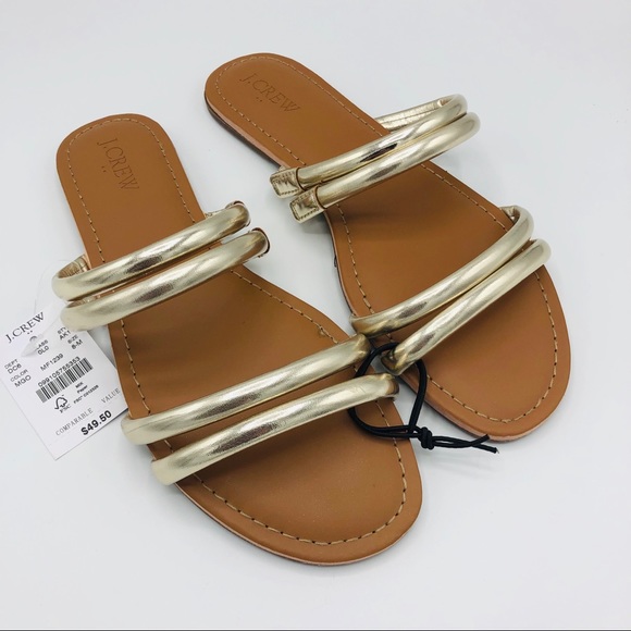 J. Crew Shoes - J. Crew Gold Strappy Slide Sandals NWT size 8
